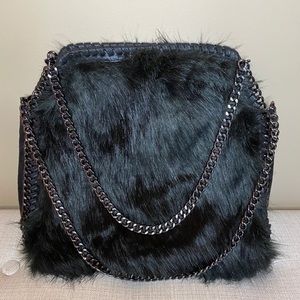 Steve Madden Black Faux Fur Shoulder Bag-Stella McCartney inspired